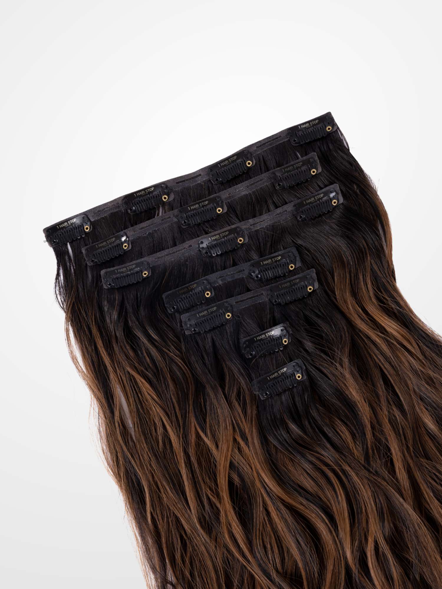 Mocha Brown Balayage Seamless 7 Set Clip-in Extensions - Image 5