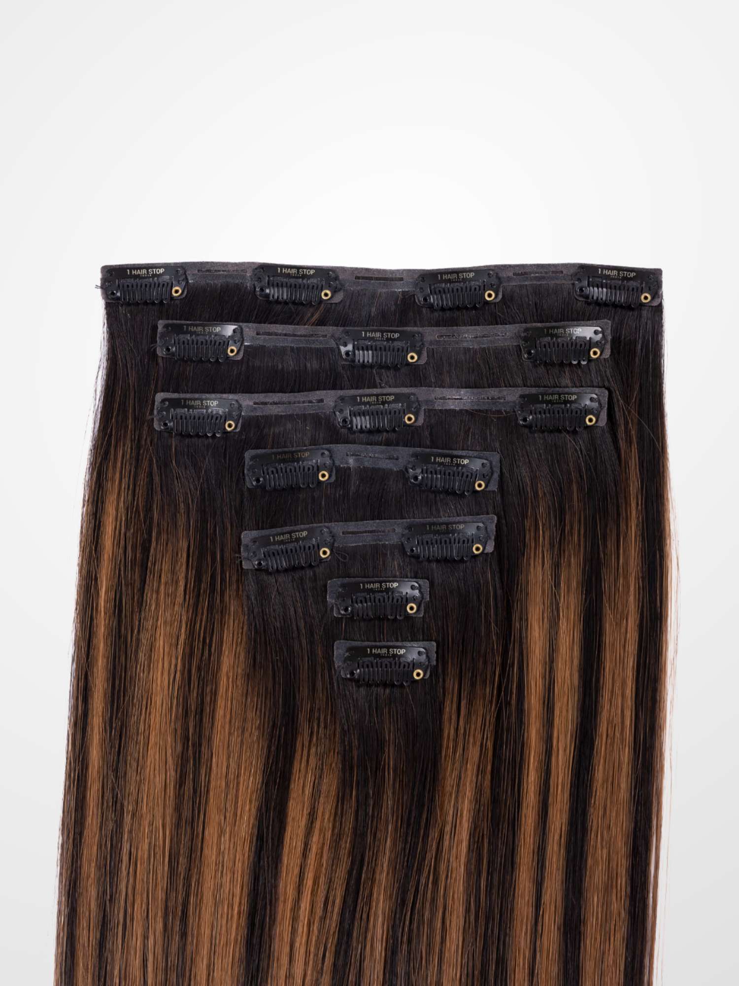 Mocha Brown Balayage Seamless 7 Set Clip-in Extensions - Image 6